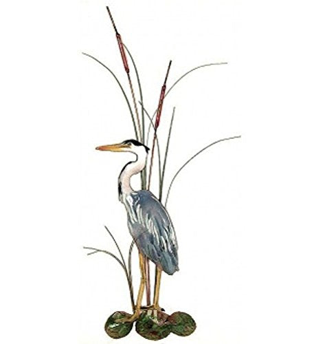 Bovano - Tabletop Sculpture - Great Blue Heron in Cattails - Left Facing