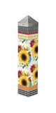 Studio M Sunflower Checks Art Pole Outdoor Decorative Garden Post, Made in USA, 20 Inches Tall