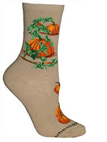 Wheel House Designs Socks - Pumpkin on Tan - 9-11