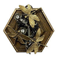 Museum Bees - Painted Frame w/ Dragonflies on Brooch - 3.25"