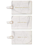 Eccolo - 3 Pack Luggage Tag Set - 2.5" x 4.5" - Ready for Departure - Marble