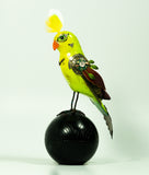 Mullanium - Steampunk Inspired Sculpture - Chartreuse Parrott on Ball