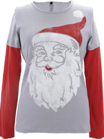 Green 3 - Women's Long Sleeve T-Shirt - Big Santa - Large Gray