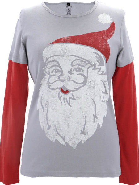 Green 3 - Women's Long Sleeve T-Shirt - Big Santa - Large Gray