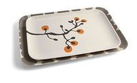 Bobs Your Uncle - Melamine Serving Trays Set of 2 - Orange Flowers & Brown Dots