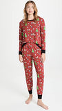 BedHead - L/S Pullover Crew & Jogger PJ Set - Peanuts Holiday Party - Small