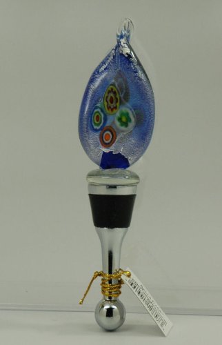 Ganz - Wine Bottle Stopper Topper - Blue Glass Teardrop