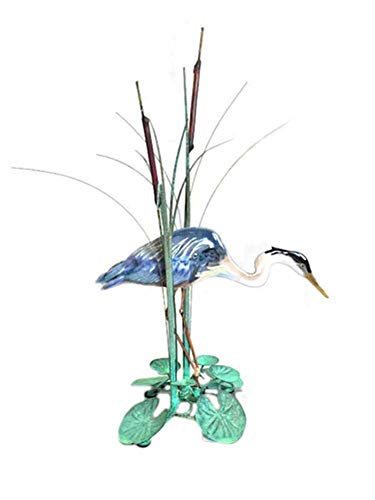 Bovano - Tabletop Sculpture - Great Blue Heron in Cattails - Right Leaning