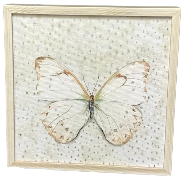 GreenBox - Framed Canvas 6" x 6" - White on White Wings