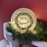 GC - Christmas Cardinal - 6" LED Lighted Crackle Glass Globe - Bells