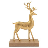 Boston International Christmas Statue Figurines for Tabletop Mantel Shelf Winter Holiday Decorations for Home, Set of 2, Metal Gold Leaf Deer