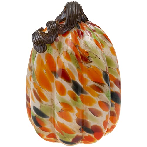 Boston International - Large Glass Pumpkin - Orange Confetti