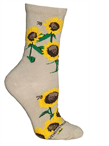 Wheel House Designs Socks - Sunflowers on Khaki - 10-13