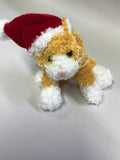 Ganz - Christmas Soft Spots - Yellow & White Cat Santa 5" Beanbag Plush - Rare