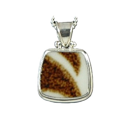 Hand Cut China - Sterling Silver - Pendant Brown Pattern