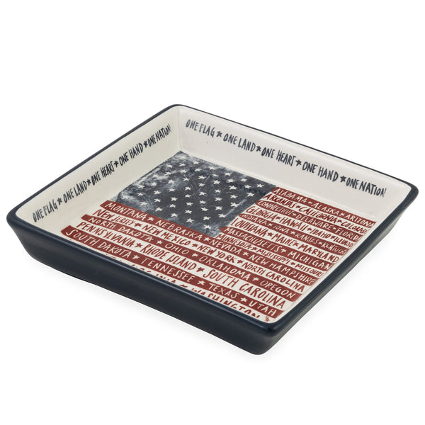 Boston International - Ceramic Dish/Napkin Caddy - One Flag One Nation