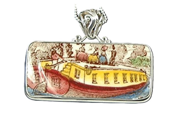 Hand Cut China - Sterling Silver Necklace - Boat