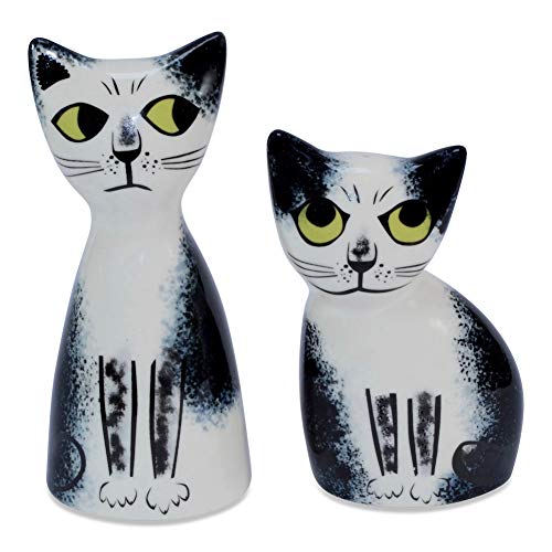 Hannah Turner - Salt & Pepper Shaker Set - Black & White Cat