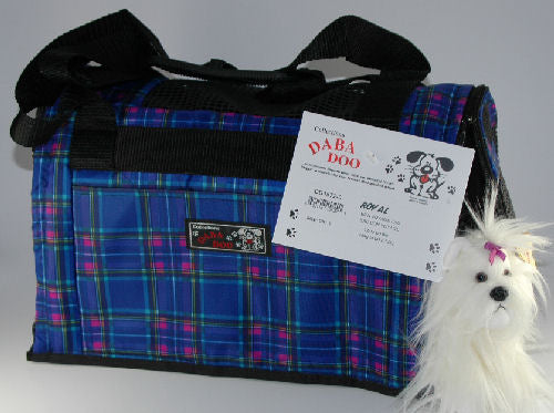 Daba Doo - Bon Voyage Pet Carrier - Royal Blue Plaid