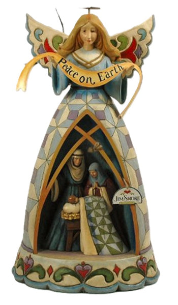 Jim Shore - 19.75" Figurine - Angel with Holy Family - "Peace on Earth"