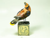 Mullanium - Steampunk Inspired Sculpture - Cedar Waxwing on Block