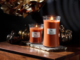 WoodWick Pumpkin Butter Hourglass Candle, 9.7 oz., Medium, Fall Candle with Crackling Wick for Smooth Burn, Aromatherapy Soy Wax Blend