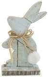 Boston International Easter Bunny Woodcut Tabletop Décor, 5.5 x 9-Inches, Blue Mini Thumper Bunny