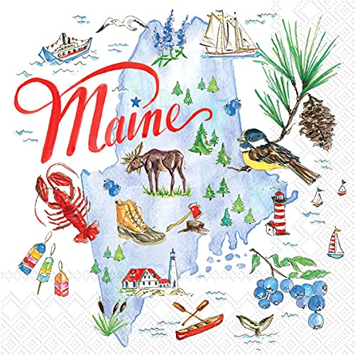 Boston International - 3-Ply 5" Cocktail Napkins 20 Count - State Collection/ Maine