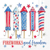 Boston International - 3-Ply 5" Cocktail Napkins 20 Count - Fireworks & Freedom