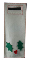 Two's Company - Wine Bag - White Felt with Mistletoe