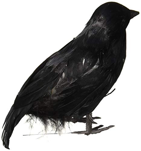 Zucker Feather - 6" Standing Feather Black Crow w/ Wire Feet