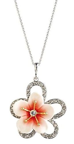 Franz Porcelain - Rhodium Necklace & Brooch - Spring Plum Blossom