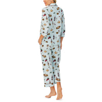 BedHead - 3/4 Sleeve Cropped PJ Set - Wine & Cheese - X-Large
