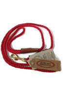 Auburn Leather - Natural Cotton Dog Leash w/ Leather Accents - 72" - Red