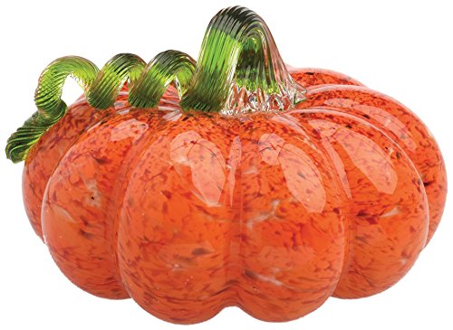 Boston International - Glass Pumpkin - Orange w/ Green Stem - Small