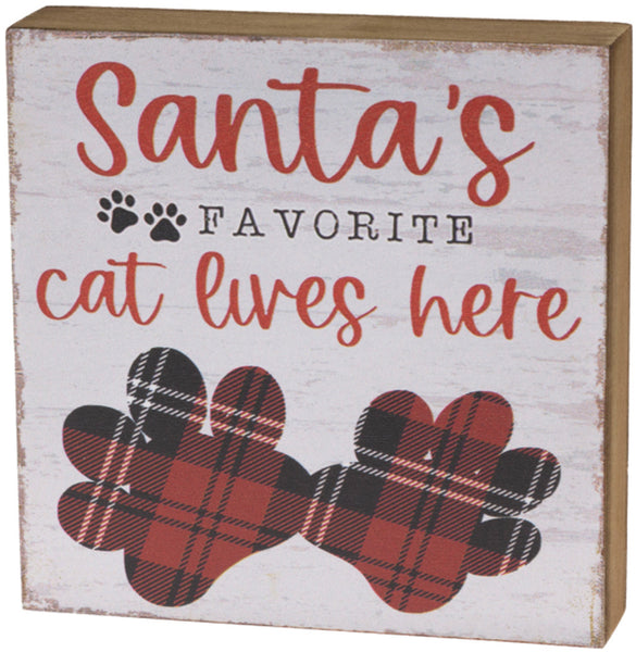 Boston International - Freestanding Box Sign - Santa's Favorite Cat