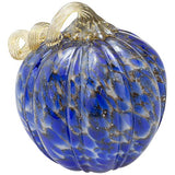 Boston International - Small Glass Pumpkin - Blue & Gold Swirl