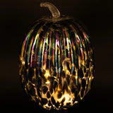 Boston International - Large Glass Pumpkin w/ LED Light - Iridescent Oil Slick