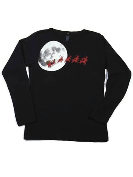Green 3 - Women's Long Sleeve T-Shirt - Santa's Sleigh - Large