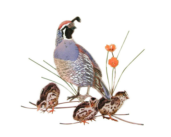 Bovano - Wall Sculpture - Quail/Male & Chicks