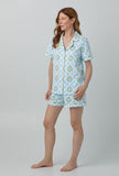 BedHead - Short Sleeve Shorty PJ Set - Garden House Tile - X-Small (2-4)