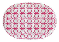 Merritt - Melamine Serving Tray - Pink Trellis - 17" x 12"