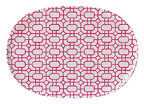 Merritt - Melamine Serving Tray - Pink Trellis - 17" x 12"