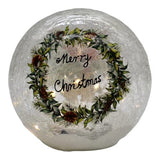 GC - Christmas Cardinal - 6" LED Lighted Crackle Glass Globe - Bells