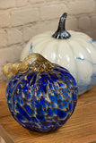 Boston International - Small Glass Pumpkin - Blue & Gold Swirl