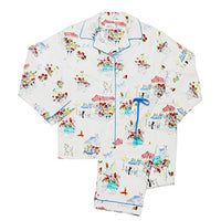 The Cat's Pajama Flannel Pajama - Flower Cart White - Women Medium