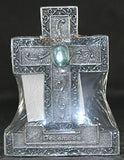 Encore - Free Standing Silver Cross with Gemstone - Light Blue - December