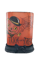 Stony Creek - Trick or Treat Vintage Halloween Pre-Lit Oval Vase with Resin Base - Halloween Light