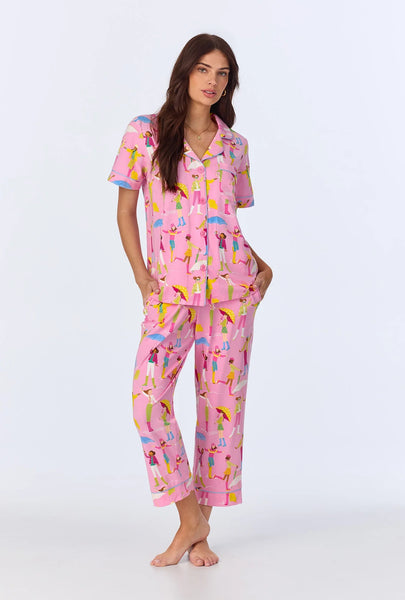 BedHead - 3/4 Sleeve Crop Jersey PJ Set - Spring Showers - Large