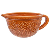 Boston International - Embossed Ceramic Bowl w/ Handle - Spicy Orange Leaf